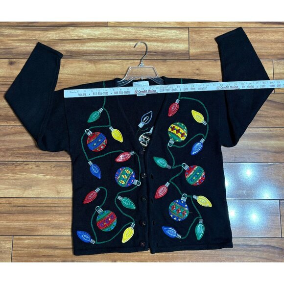 Vintage Women's Christmas Cardigan Sweater 3D Embroidered Button-Up Size M Ramie - Picture 5 of 10
